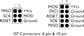 ISP Connector 10 pin and 6 pin